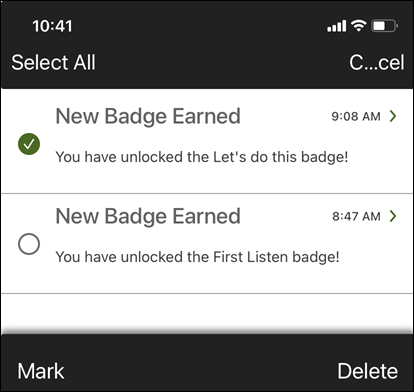 image of notifications in the mobile app