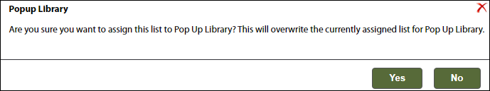 image of pop up library warning message